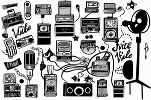 small town radio vibe city scape tattoo idea