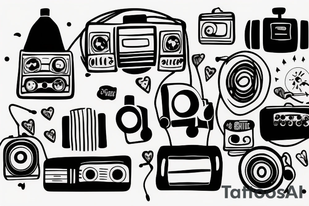 small town radio vibe city scape tattoo idea