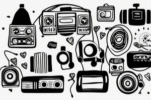 small town radio vibe city scape tattoo idea