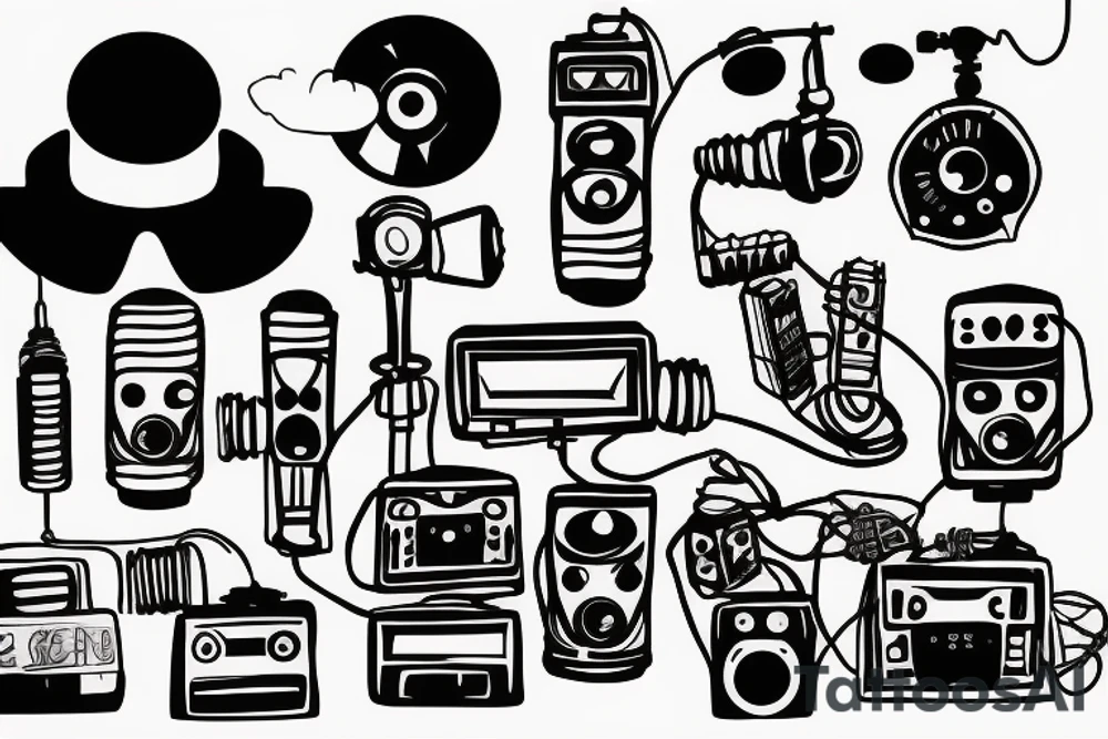 small town radio vibe city scape tattoo idea
