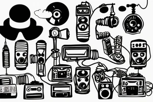 small town radio vibe city scape tattoo idea