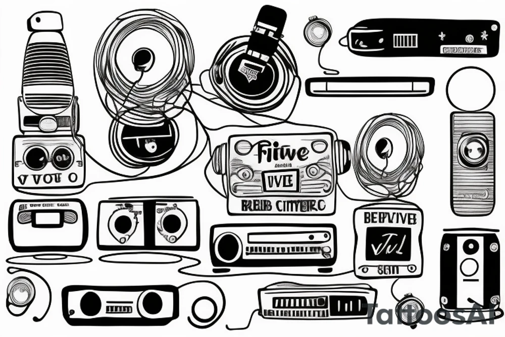 small town radio vibe city scape tattoo idea