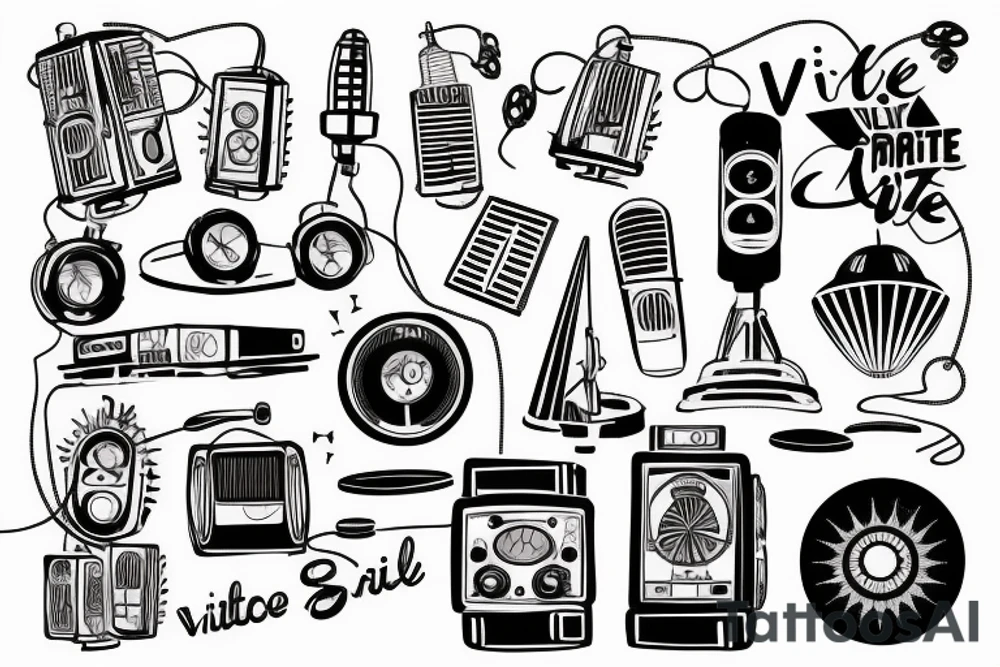 small town radio vibe city scape tattoo idea