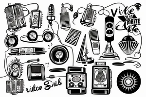 small town radio vibe city scape tattoo idea
