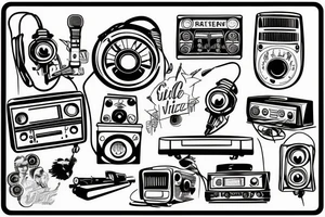 small town radio vibe city scape tattoo idea