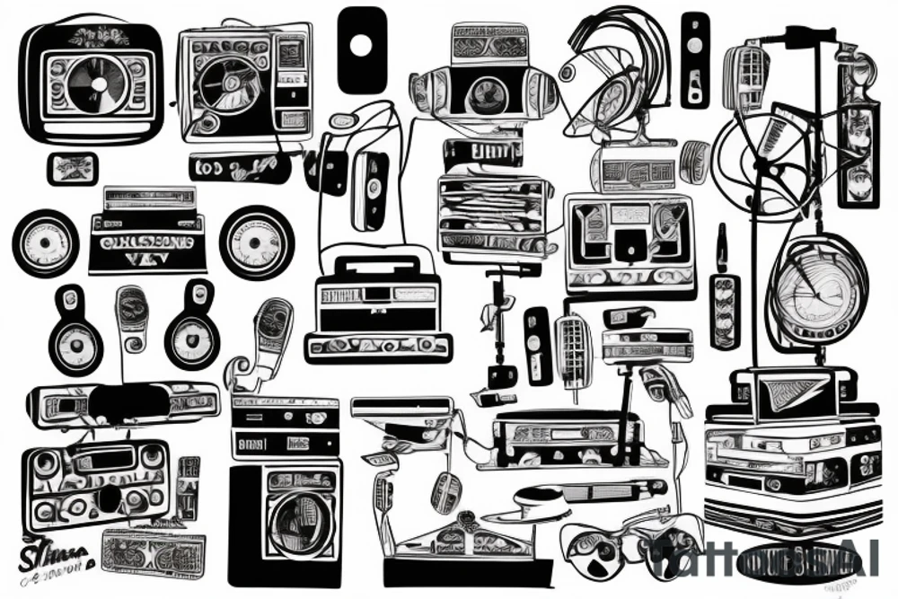 small town radio vibe city scape tattoo idea