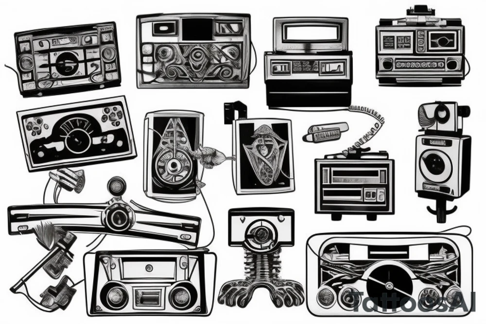 old school radio from the future city scape tattoo idea old school radio from the future city scape tattoo idea