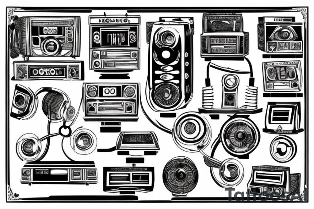 old school radio from the future city scape tattoo idea old school radio from the future city scape tattoo idea