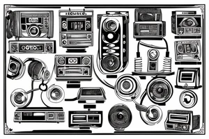 old school radio from the future city scape tattoo idea