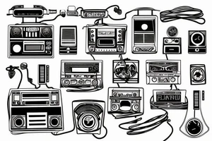 old school radio from the future city scape tattoo idea
