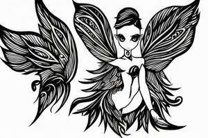 Fairy tattoo with wings that look like eyes tattoo idea
