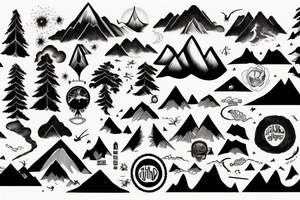 hill town mountain scape tattoo idea