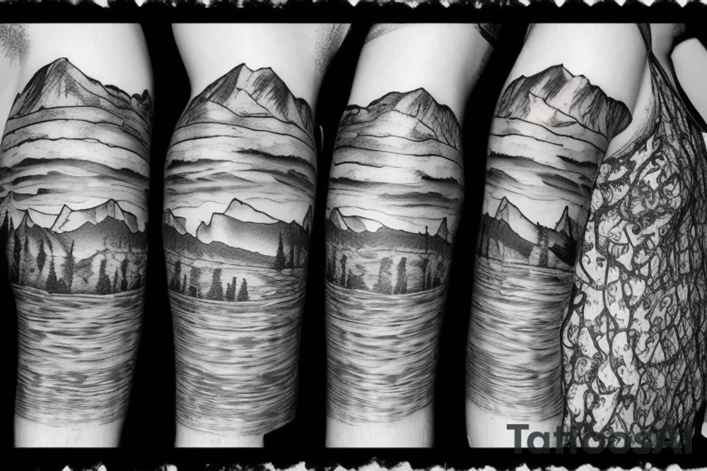 hill town mountain scape tattoo idea