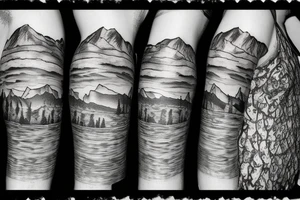 hill town mountain scape tattoo idea