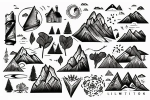hill town mountain scape tattoo idea