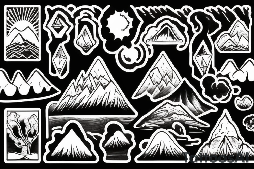 hill town mountain scape tattoo idea