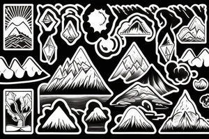 hill town mountain scape tattoo idea