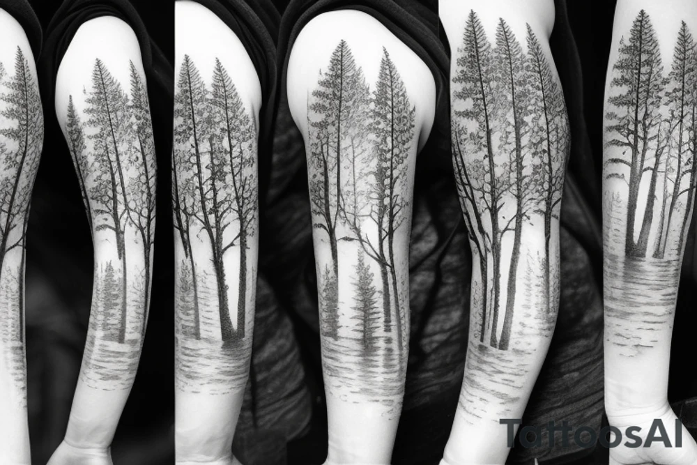 the woods forest trees tattoo idea