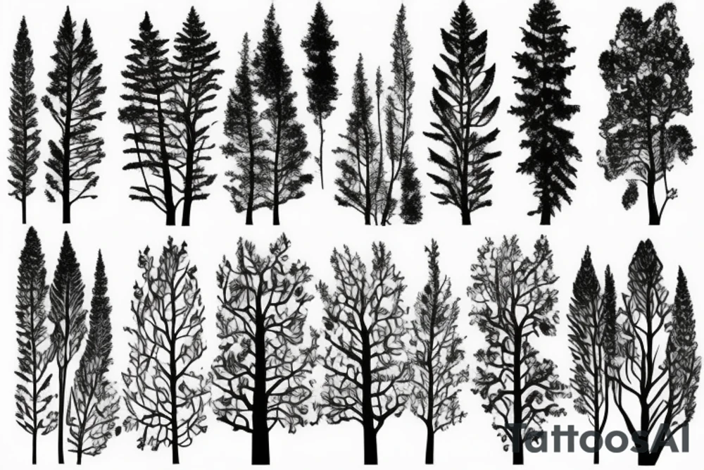 village the woods forest trees tattoo idea
