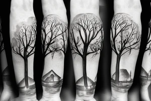 village the woods forest trees tattoo idea