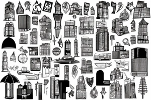 downtown maim street buildings lights tattoo idea