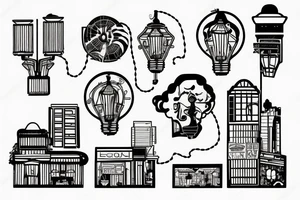 downtown maim street buildings lights tattoo idea