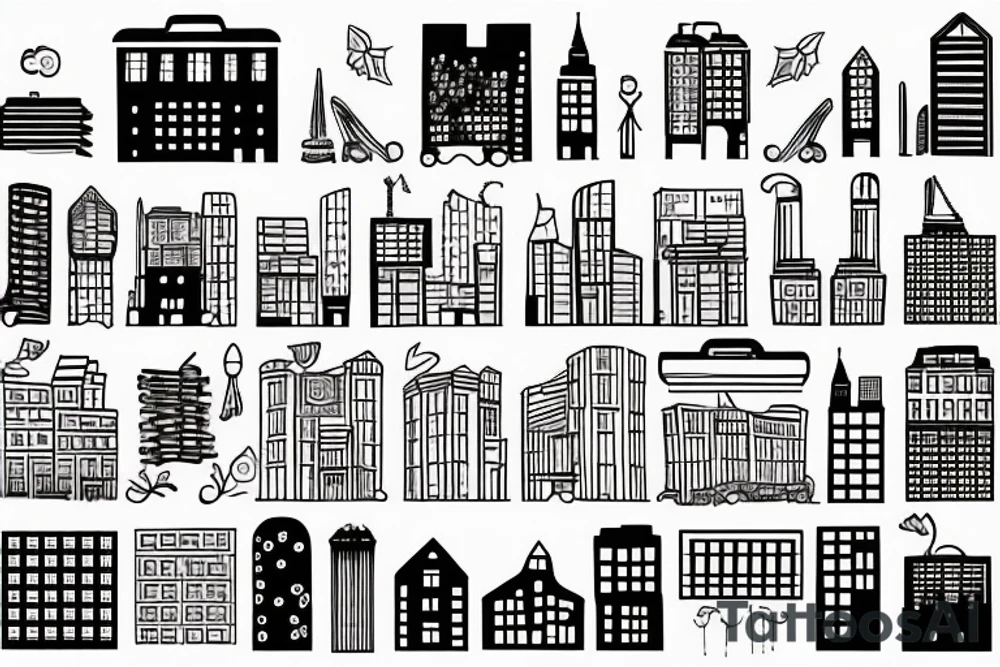downtown maim street buildings lights tattoo idea
