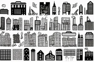 downtown maim street buildings lights tattoo idea