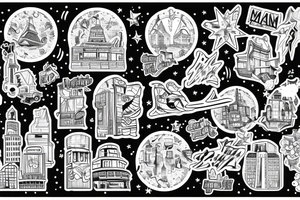 downtown maim street buildings lights tattoo idea