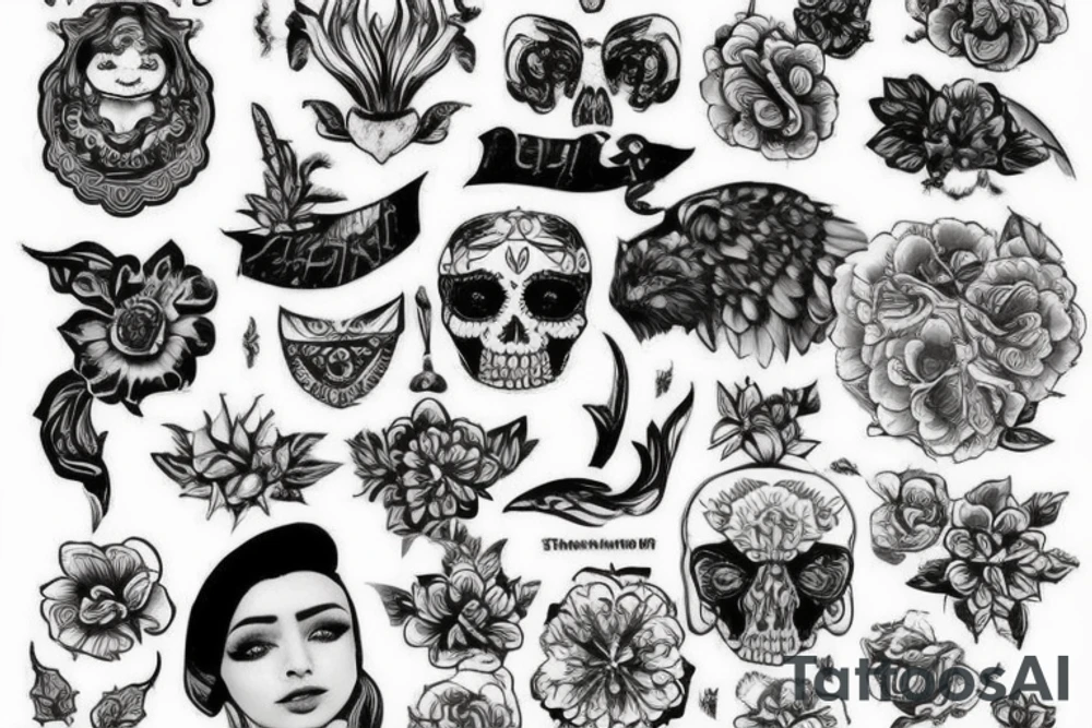 Комбіноване тату з зображенням Давида Мікеладжело tattoo idea