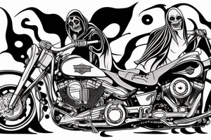 harley davidson with grim reaper riding tattoo idea