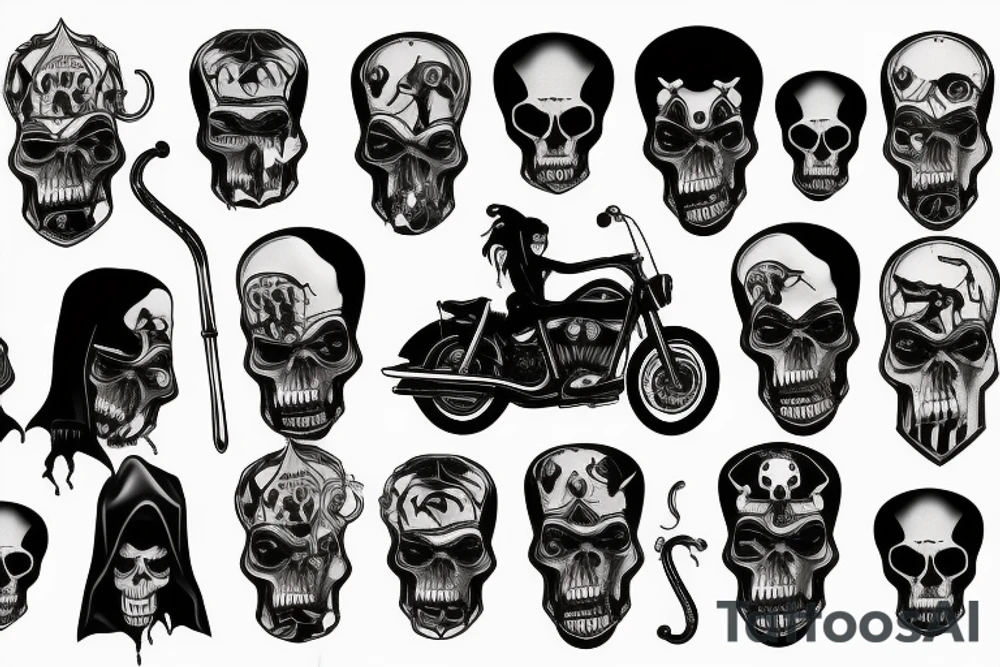 harley davidson with grim reaper riding tattoo idea