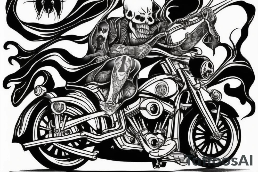harley davidson with grim reaper riding tattoo idea