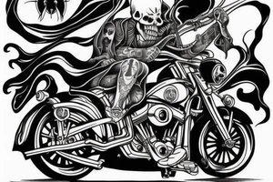 harley davidson with grim reaper riding tattoo idea