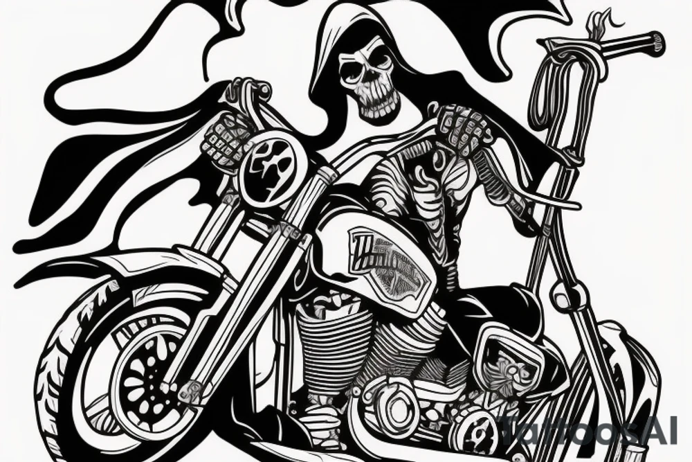 harley davidson with grim reaper riding tattoo idea