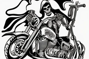 harley davidson with grim reaper riding tattoo idea