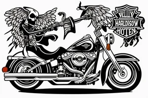 harley davidson with grim reaper riding tattoo idea