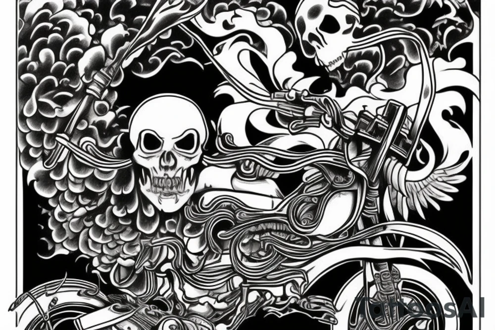 grim reaper on motorcycle tattoo idea