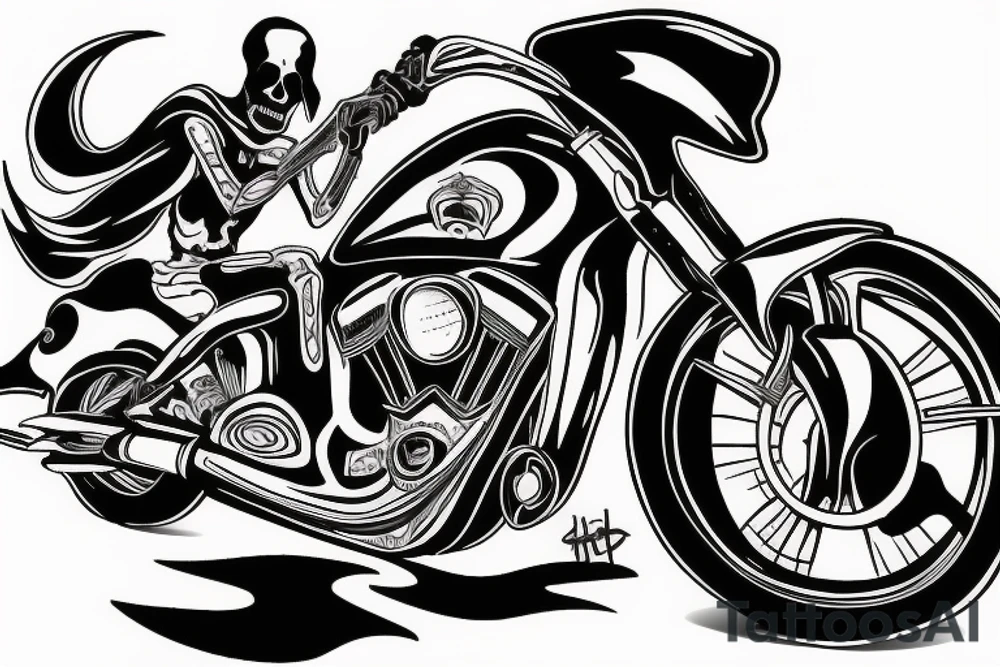grim reaper on motorcycle tattoo idea
