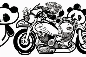 panda riding a motorcycle tattoo idea