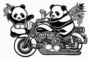 panda riding a motorcycle tattoo idea