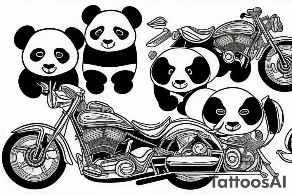 panda riding a motorcycle tattoo idea