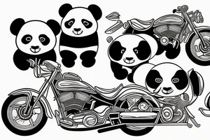 panda riding a motorcycle tattoo idea