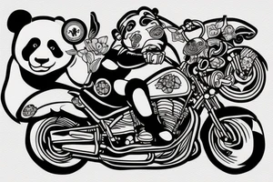 panda riding a motorcycle tattoo idea