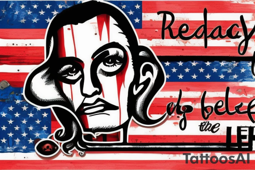 American flag with the saying Real Eyes Realise Real Lies tattoo idea