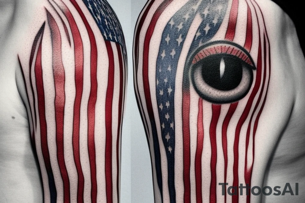 American Flag with Real Eyes Realise Real Lies along the border purely American Nordic tattoo idea