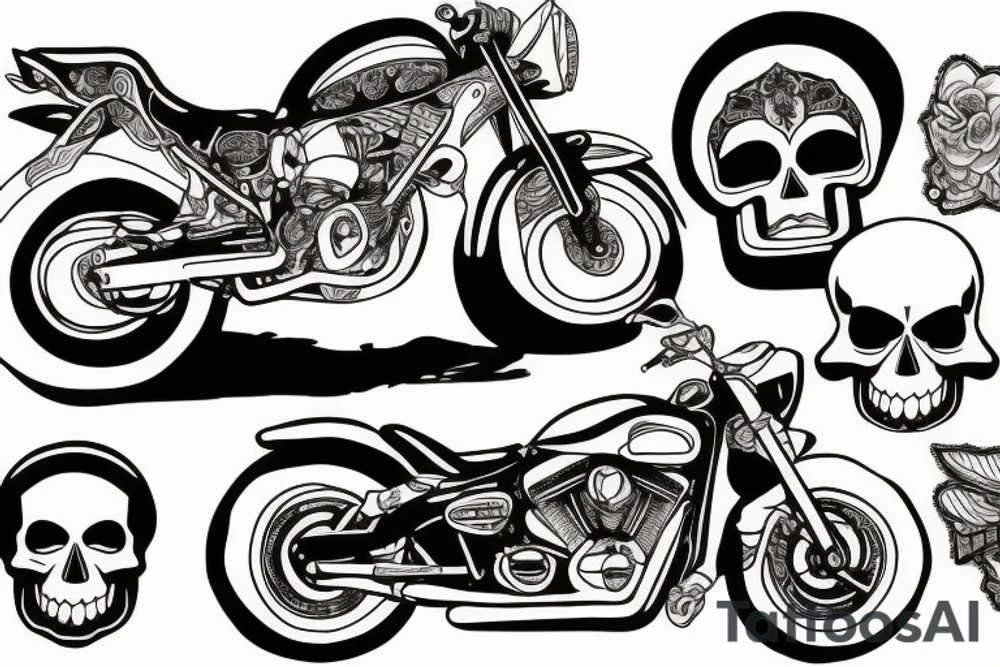 MOTORCYCLE AND SKULL tattoo idea
