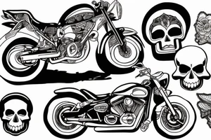 MOTORCYCLE AND SKULL tattoo idea