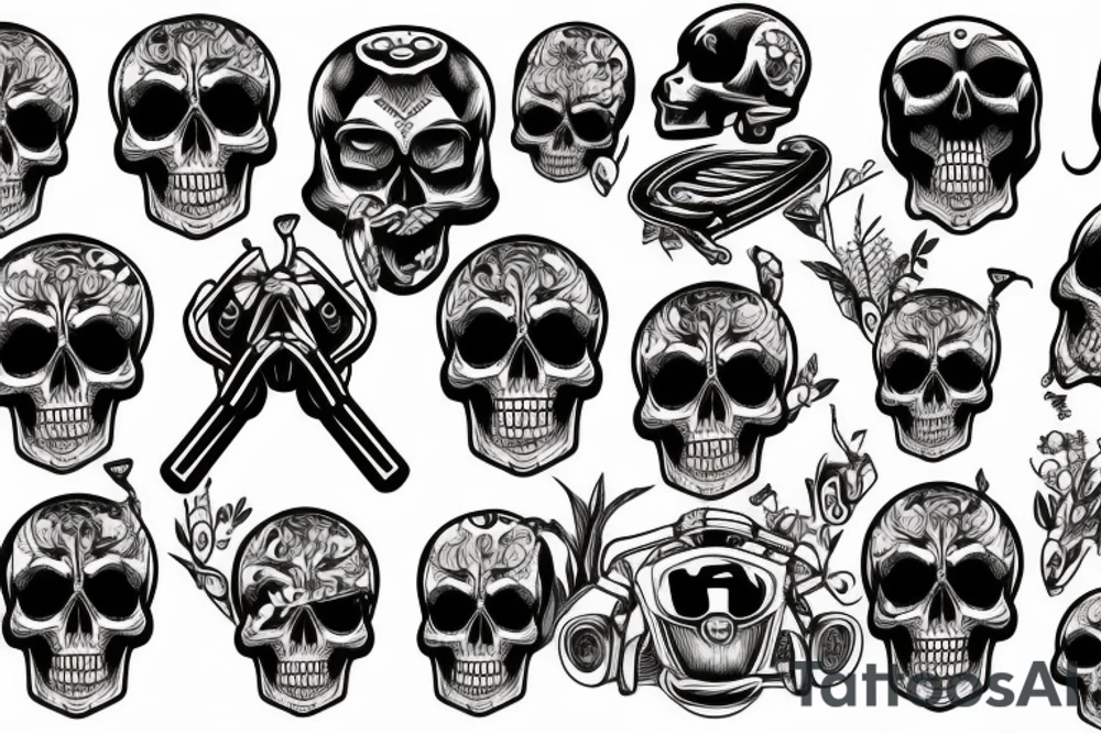 MOTORCYCLE AND SKULL tattoo idea