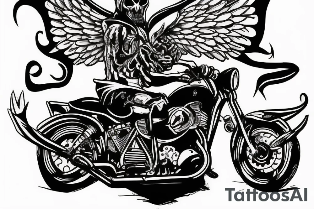 GRIMM REAPER RIDING A MOTORCYCLE tattoo idea